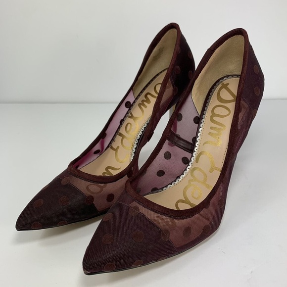 Sam Edelman sheer polka dot heel - burgundy - Picture 2 of 5